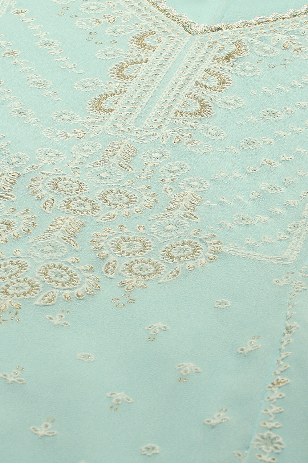 Blue Poly Georgette Embroidered Straight Kurta image number 1