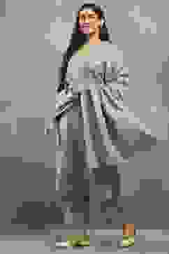 Mauve Polyester Yarndyed Straight Suit Set image number 0