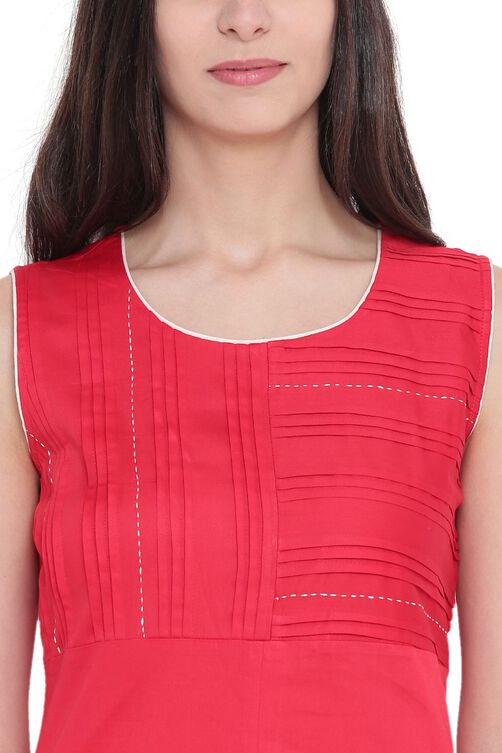 Red Cotton Straight Kurta image number 1