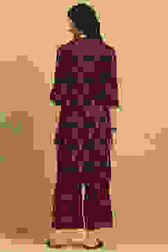 Red Viscose Blend Printed Gathered Kurta Palazzo Set image number 4