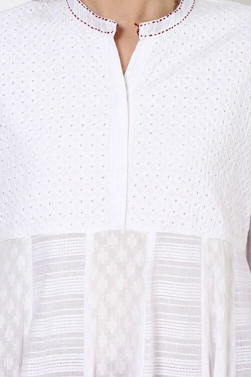 White Kalidar Schiffli Kurta image number 4