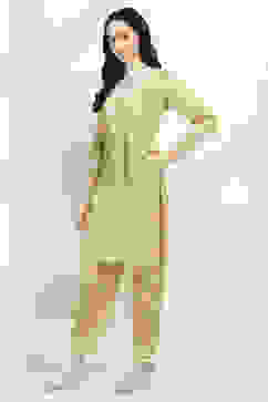 Yellow Cotton Blend Schiffli Co-ord Set image number 3