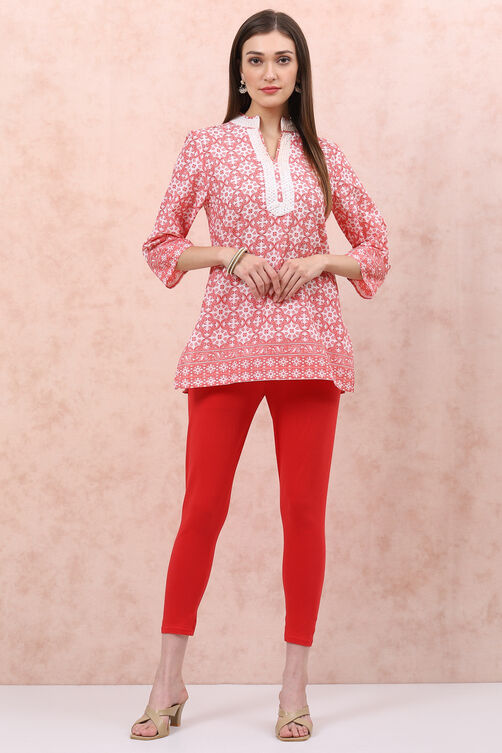 Red Cotton Leggings image number 1