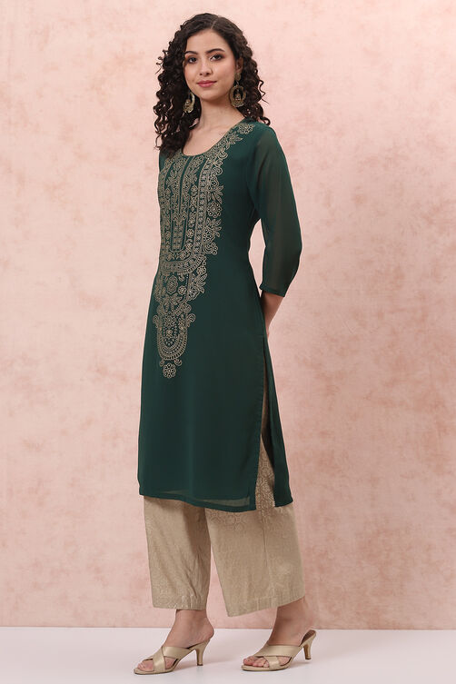 Green Art Silk Straight Kurta image number 2