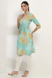 Aqua Cotton Straight Kurta image number 2
