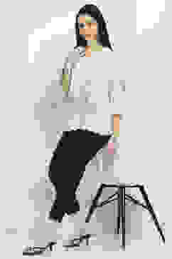 White Printed Straight Shirt-Style Indie Top image number 0