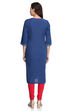 Dark Blue Straight Cotton Kurta image number 5