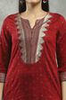 Red Viscose Straight Kurta Pants Set image number 1