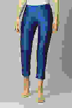 Coblt Blue Polyester Slim Solid Pants image number 5