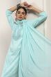 Blue Rayon Straight Suit Sets image number 7