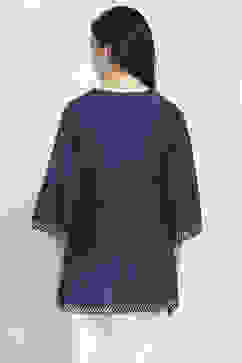 Navy Viscose Rayon Straight Kurti image number 3