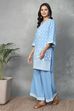 Blue Cotton Printed Kurta Palazzo Set image number 3