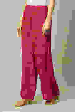 Purple LIVA Straight Printed Palazzo image number 2