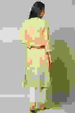 Yellow Floral Printed Straight Kurta image number 3