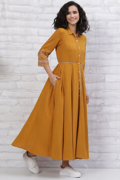 Mustard LIVA Anarkali Dress image number 3