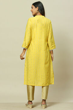 Lime Green LIVA Straight Kurta image number 4