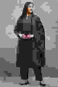 Black Polyester Printed Straight Suit Set image number 6