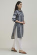 Black White Cotton Flex Straight Printed Kurta image number 3