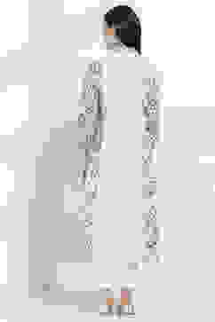 White Cotton Printed A-Line Kurta image number 3