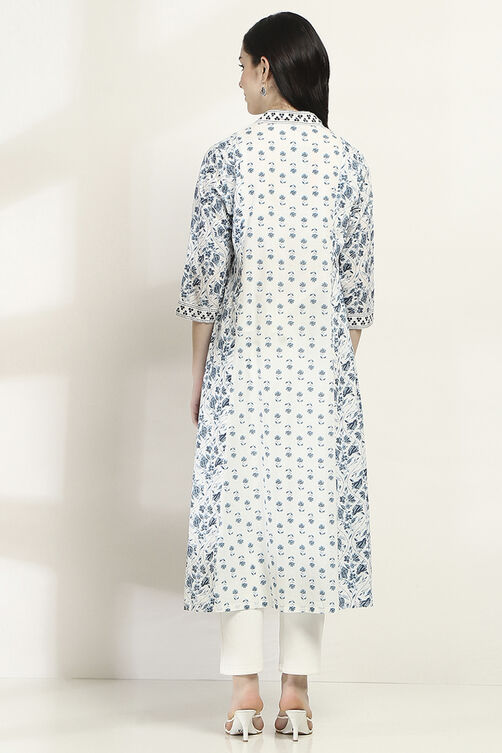 White Cotton A-Line Kurta image number 3