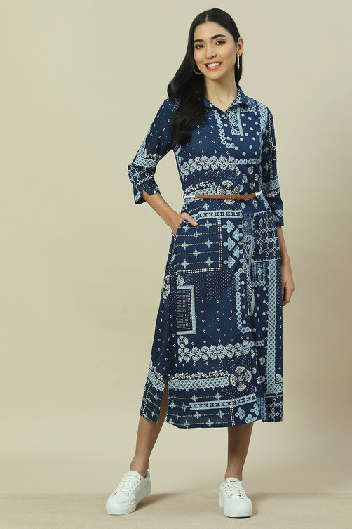 Indigo LIVA Straight Dress image number 5