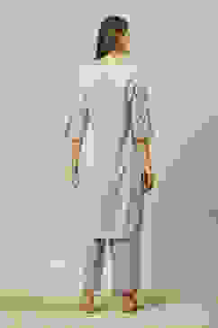 White Viscose Straight Printed Kurta Palazzo Suit Set image number 4