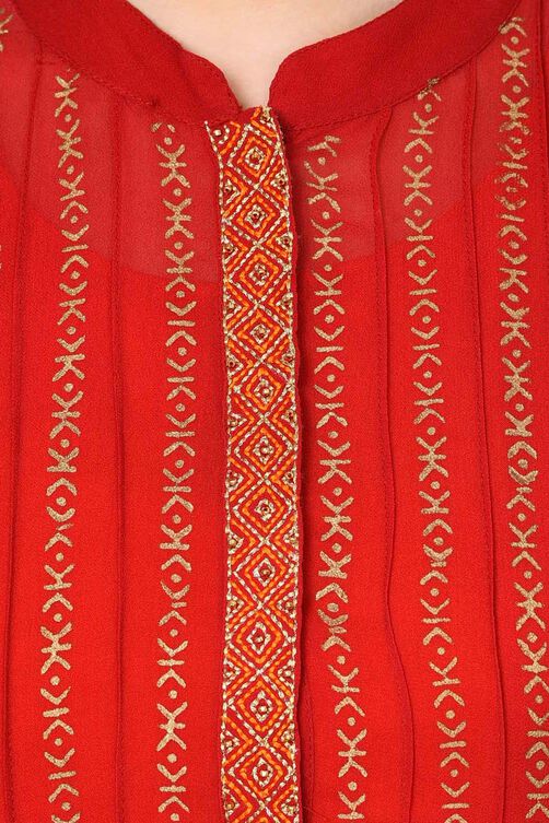 Red Straight Rayon Kurta image number 5