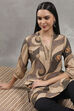 Ecru Viscose Rayon Printed Straight Kurta image number 0