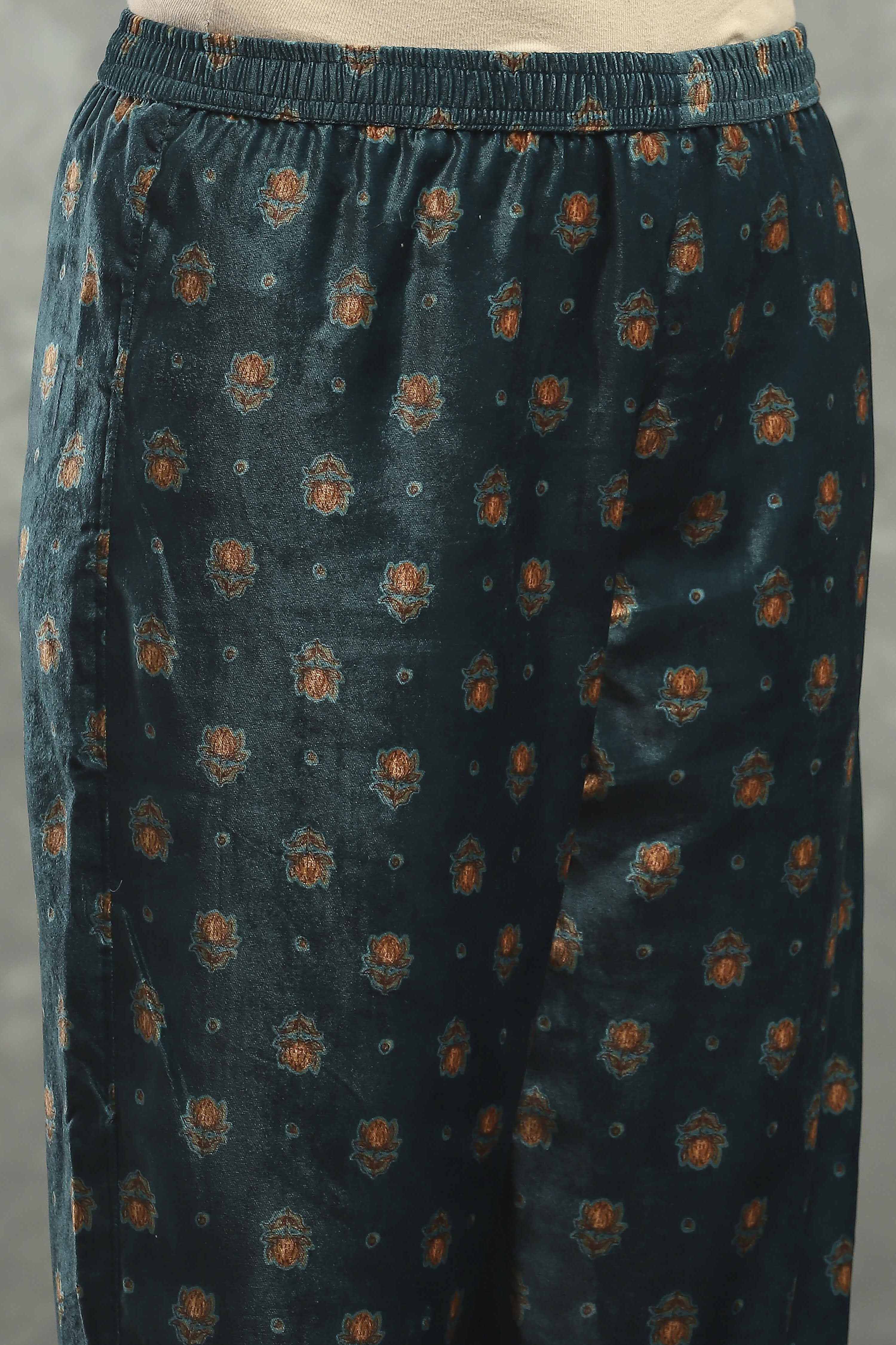 Green Polyester Printed Straight Suit Set image number 2