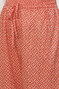 Orange Straight Printed Suit Set image number 3