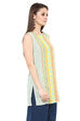 Teal Blue Straight Cotton Indie Top image number 2