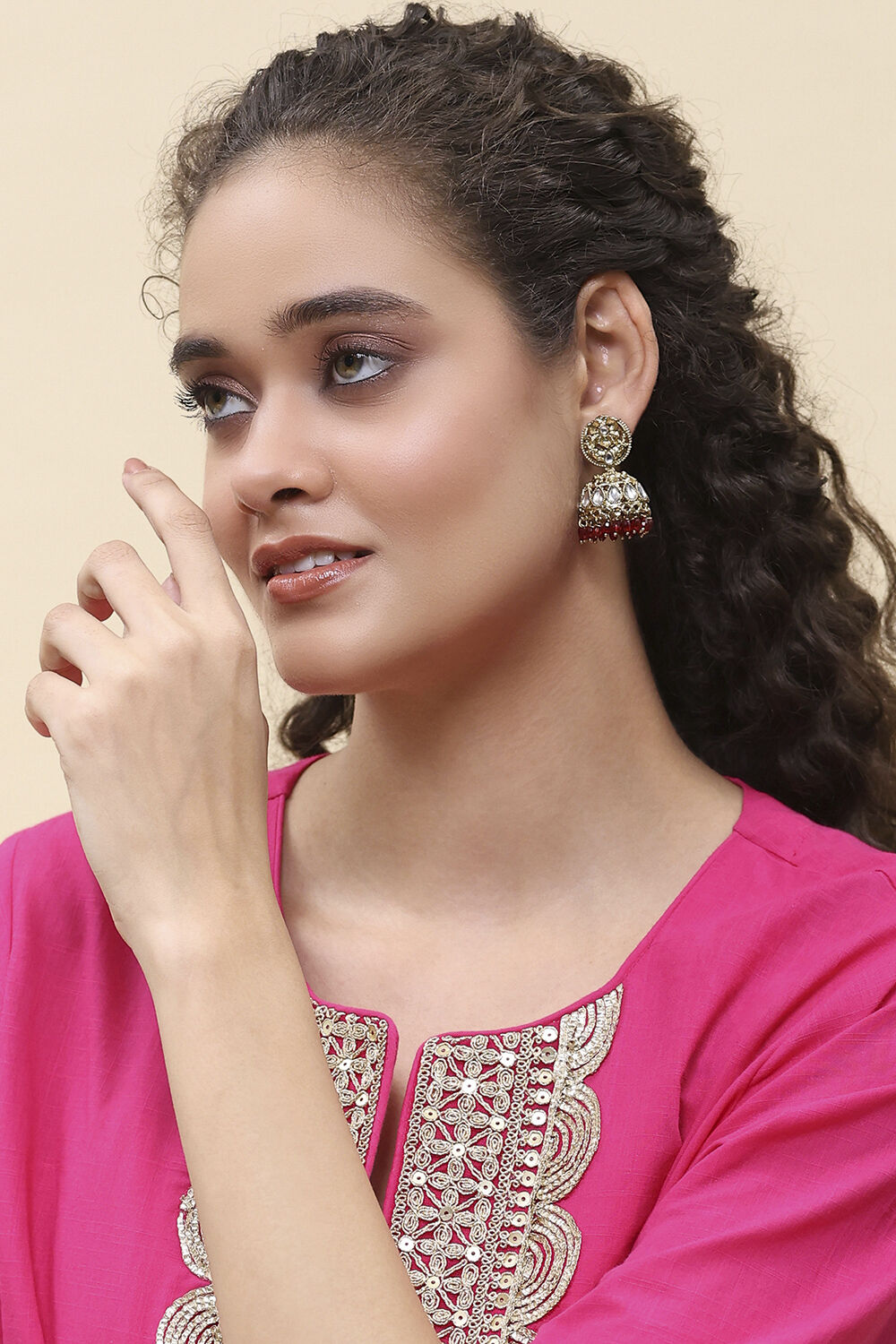 Red Alloy Jhumka image number 3