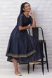 Navy Blue Polyester Chanderi Kalidar Dress image number 0