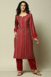 Teal Acrylic Straight Yarndyed Kurta Palazzo Suit Set image number 6
