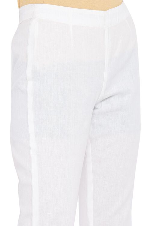 White Cotton Flex Slim Pants image number 1