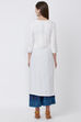 White Viscose Rayon Straight Kurta image number 4