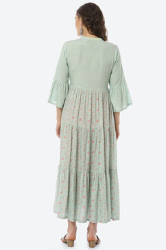 Mint Green Viscose Tired Dress image number 6
