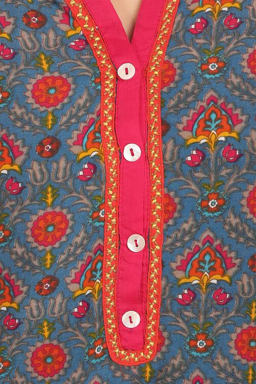 Blue Straight Modal Kurta image number 4