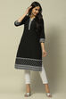 Black Cotton Staight Kurta image number 0