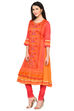 Pink Flared Polyester Kurta image number 2
