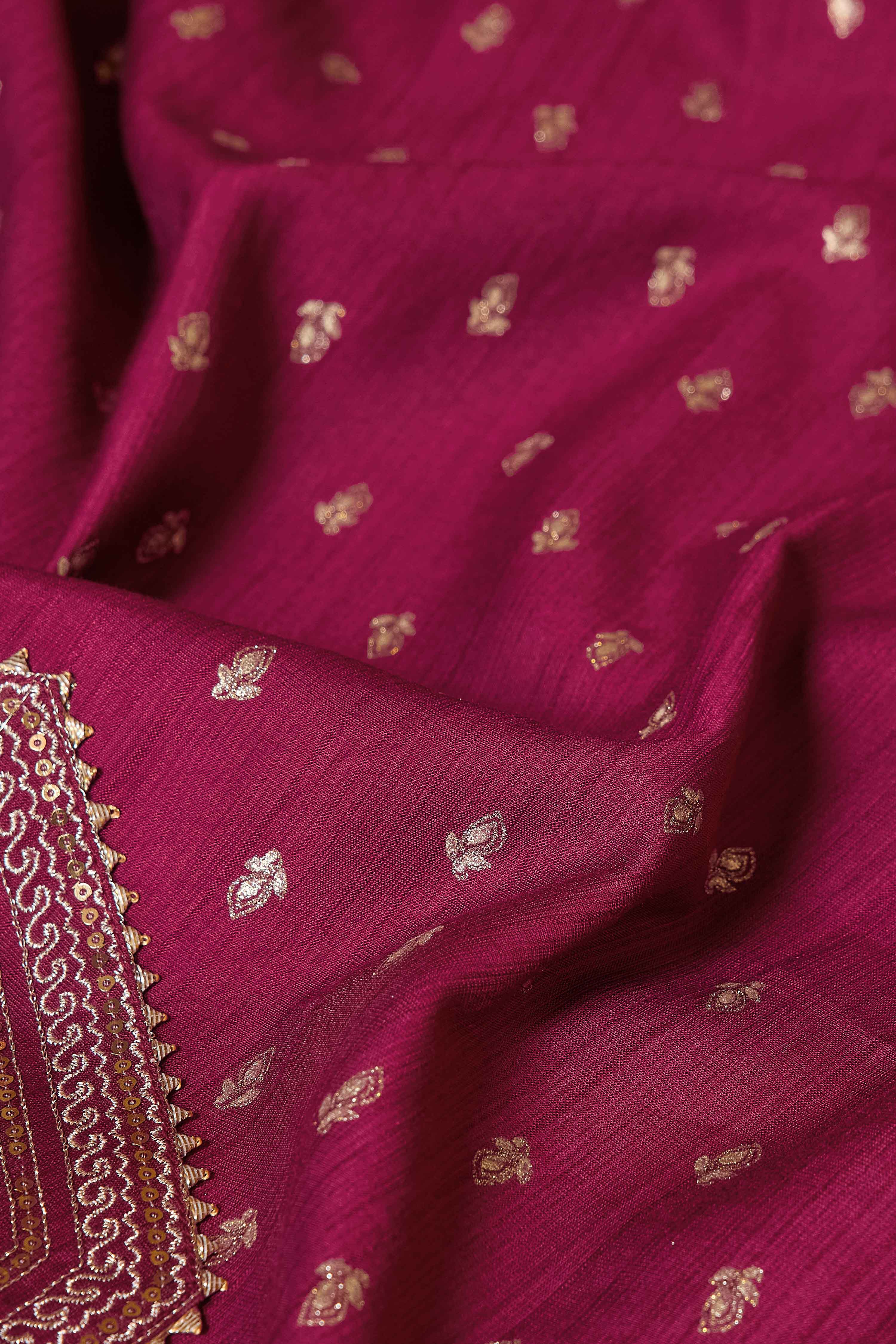 Maroon Viscose Blend Straight Printed Suit Set image number 3