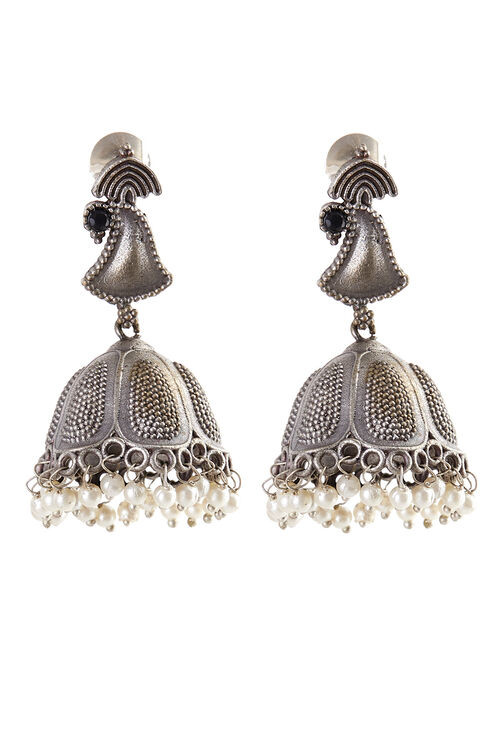 Silver Metal Brass Earrings image number 2