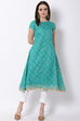 Green Art Silk A-Line Kurta image number 5