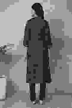 Navy Blue Viscose Polyester A-line & Kalidar Kurtas image number 3