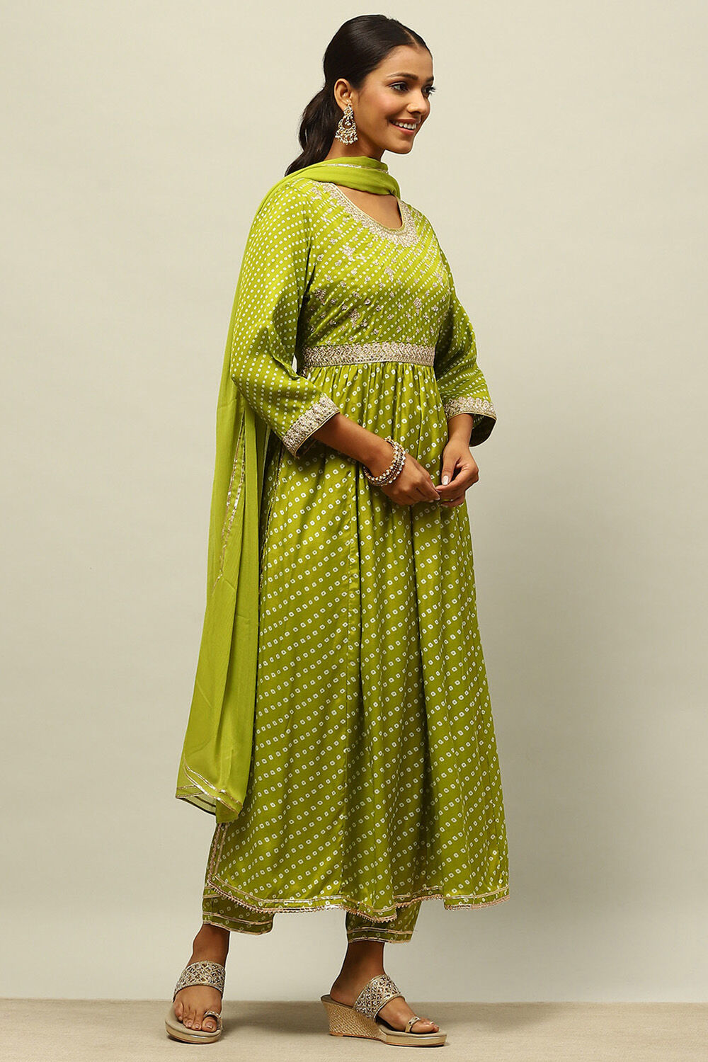 Blue Viscose Shantoon Kalidar Suit Set image number 5