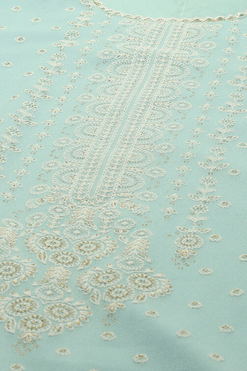 Blue Poly Georgette Embroidered Straight Kurta image number 1