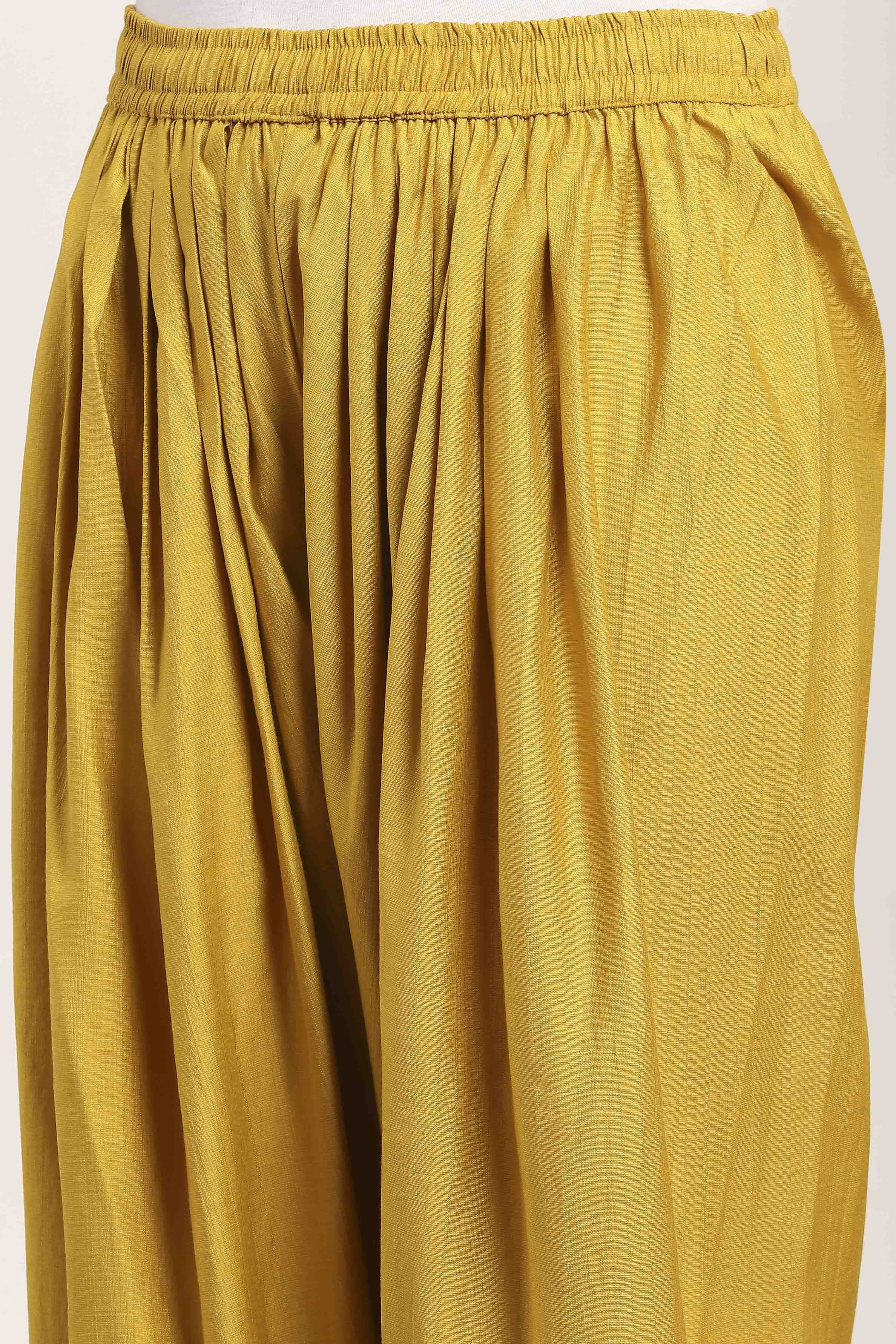 Yellow Viscose Polyester Straight Suit Sets image number 2