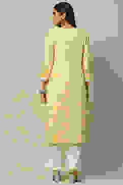 Yellow Rayon A-line Kurta image number 3