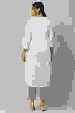 White Rayon Straight Suit Set image number 5