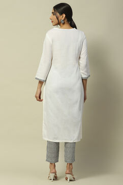 White Rayon Straight Suit Set image number 5